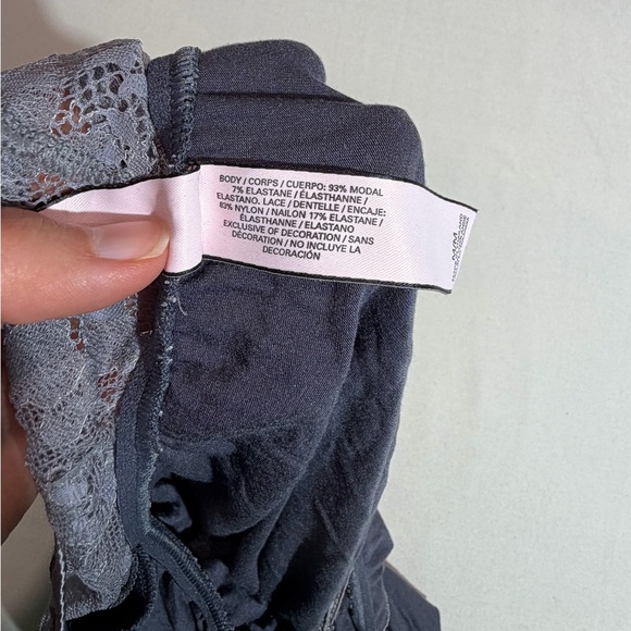 Victoria's Secret Grey Lace Modal Chemise Babydoll Nightgown Slip Dress Medium - Picture 9 of 9